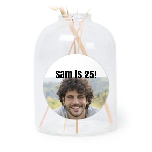 Petit vase verre transparent avec autocollant rond - Lot de 6