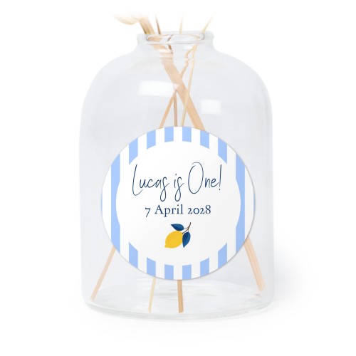 Personalised Clear Glass Vase with Round Stickers – Set of 6