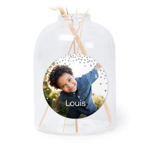 Petit vase verre transparent avec autocollant rond - Lot de 6