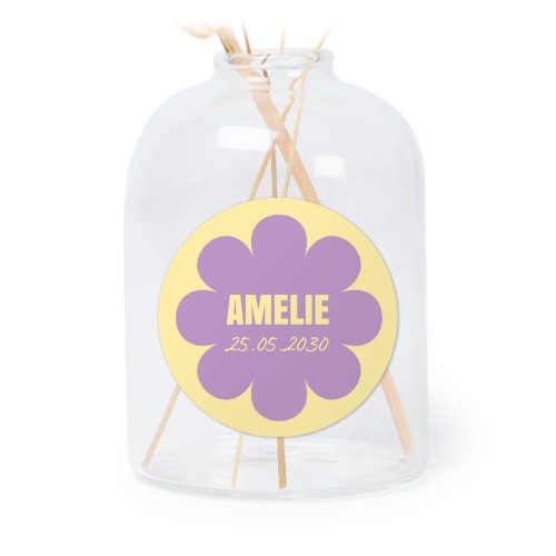 Petit vase verre transparent avec autocollant rond - Lot de 6