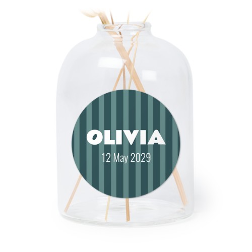 Personalised Clear Glass Vase with Round Stickers – Set of 6