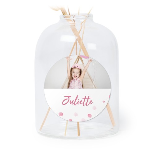 Personalised Clear Glass Vase with Round Stickers – Set of 6