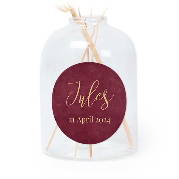 Petit vase verre transparent avec autocollant rond - Lot de 6 Petit vase verre transparent avec autocollant rond - Lot de 6
