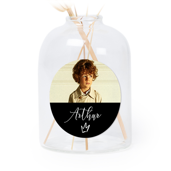 Glazen vaasjes doorzichtig met ronde sticker - set van 6