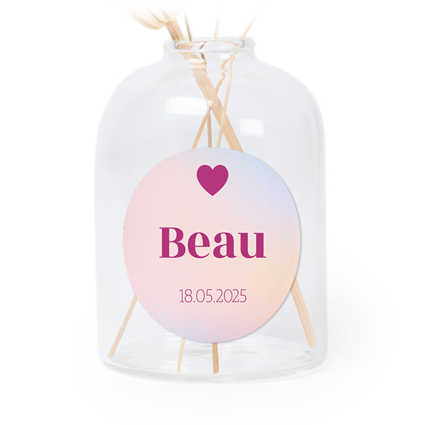 Petit vase verre transparent avec autocollant rond - Lot de 6