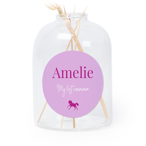 Petit vase verre transparent avec autocollant rond - Lot de 6