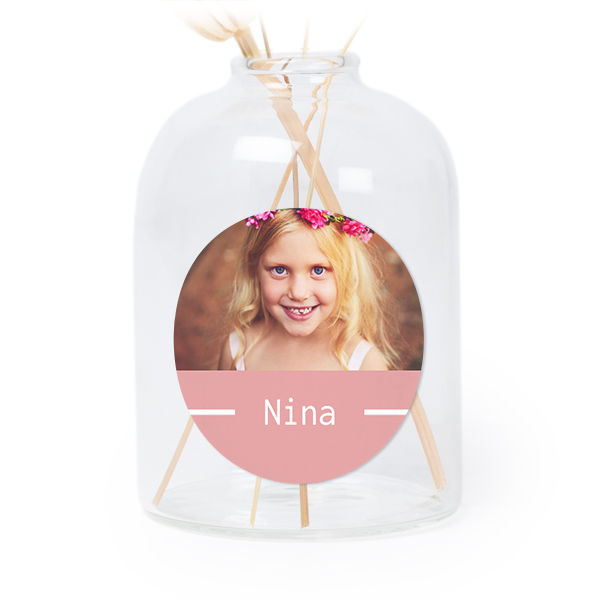 Petit vase verre transparent avec autocollant rond - Lot de 6 Petit vase verre transparent avec autocollant rond - Lot de 6