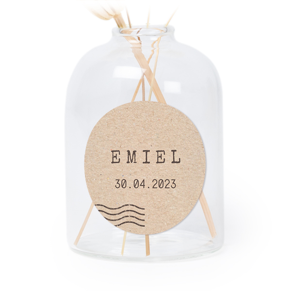 Petit vase verre transparent avec autocollant rond - Lot de 6 Petit vase verre transparent avec autocollant rond - Lot de 6
