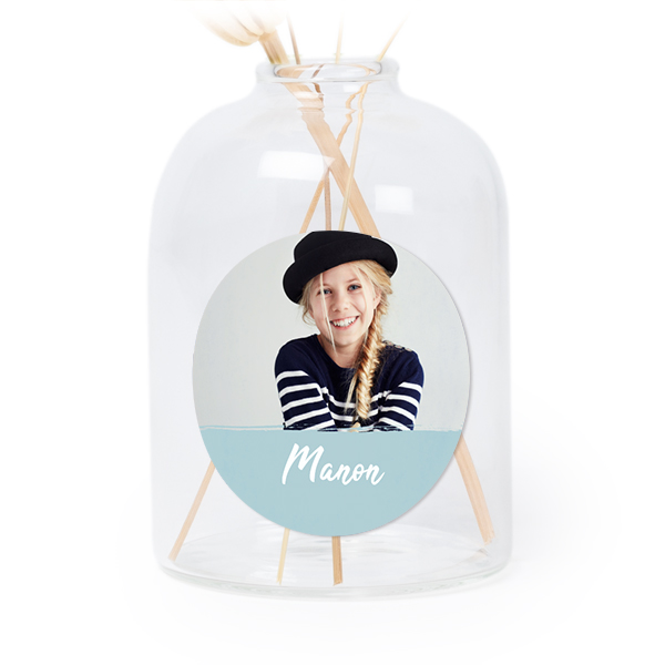 Glazen vaasjes doorzichtig met ronde sticker - set van 6
