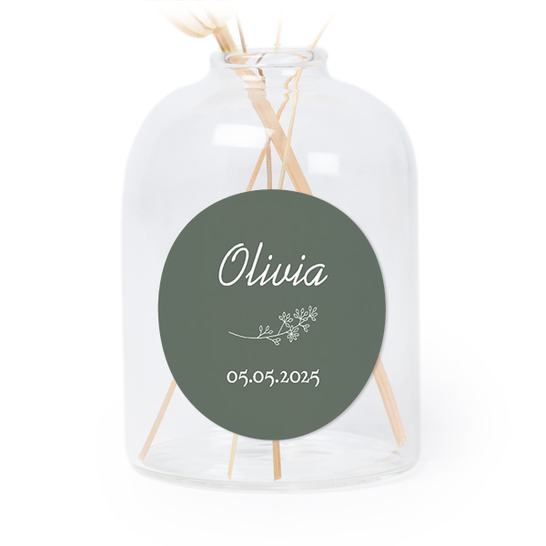 Personalised Clear Glass Vase with Round Stickers – Set of 6