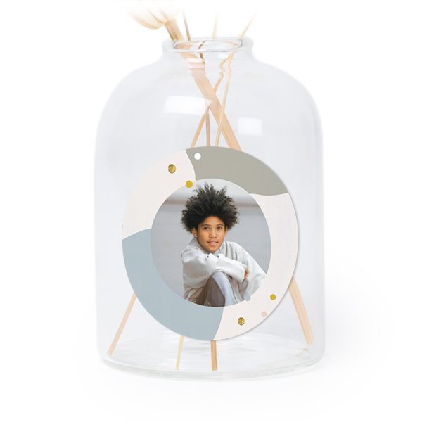 Petit vase verre transparent avec autocollant rond - Lot de 6 Petit vase verre transparent avec autocollant rond - Lot de 6