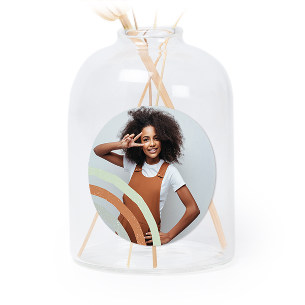 Petit vase verre transparent avec autocollant rond - Lot de 6 Petit vase verre transparent avec autocollant rond - Lot de 6