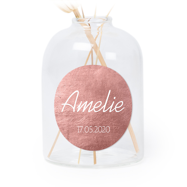 Petit vase verre transparent avec autocollant rond - Lot de 6 Petit vase verre transparent avec autocollant rond - Lot de 6