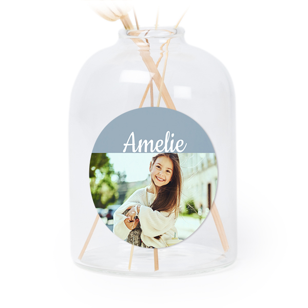 Personalised Clear Glass Vase with Round Stickers – Set of 6