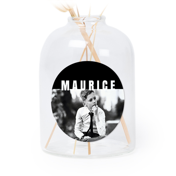 Personalised Clear Glass Vase with Round Stickers – Set of 6