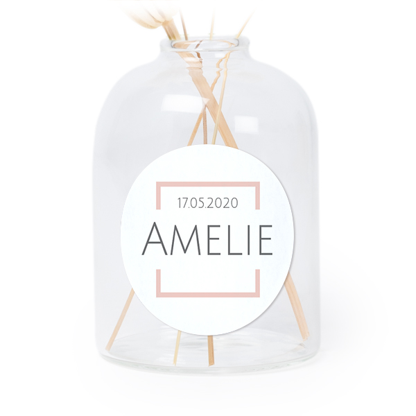 Petit vase verre transparent avec autocollant rond - Lot de 6 Petit vase verre transparent avec autocollant rond - Lot de 6