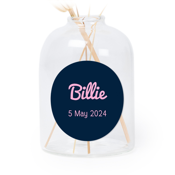 Personalised Clear Glass Vase with Round Stickers – Set of 6