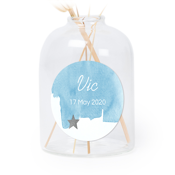 Petit vase verre transparent avec autocollant rond - Lot de 6 Petit vase verre transparent avec autocollant rond - Lot de 6