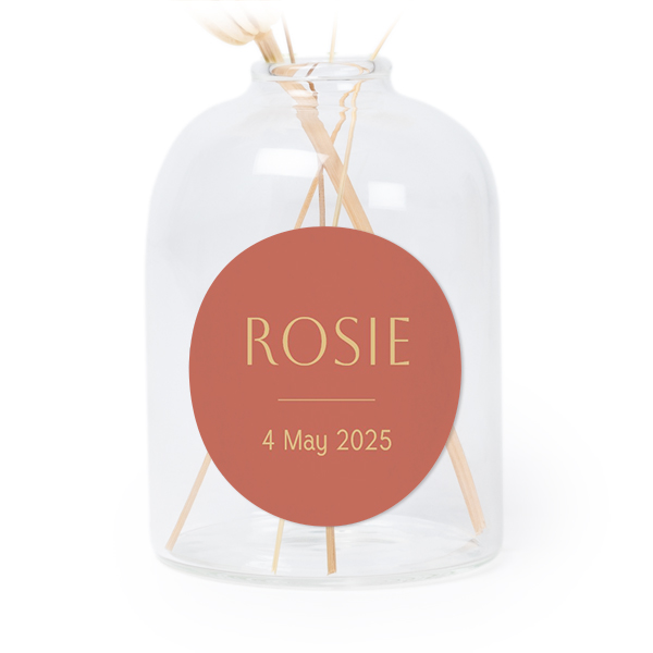 Glazen vaasjes doorzichtig met ronde sticker - set van 6 Glazen vaasjes doorzichtig met ronde sticker - set van 6