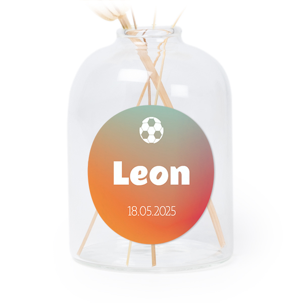 Petit vase verre transparent avec autocollant rond - Lot de 6