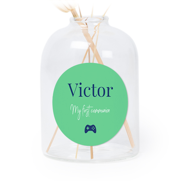 Petit vase verre transparent avec autocollant rond - Lot de 6