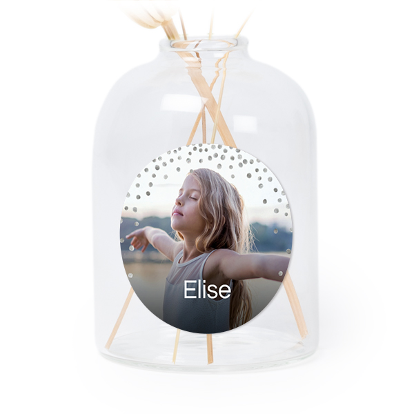 Glazen vaasjes doorzichtig met ronde sticker - set van 6
