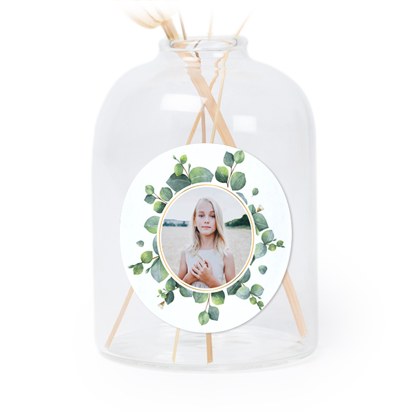 Petit vase verre transparent avec autocollant rond - Lot de 6 Petit vase verre transparent avec autocollant rond - Lot de 6