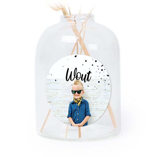 Petit vase verre transparent avec autocollant rond - Lot de 6 Petit vase verre transparent avec autocollant rond - Lot de 6