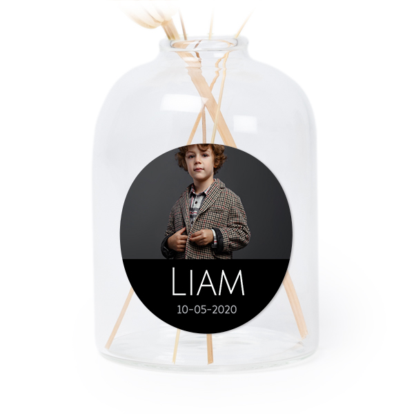 Personalised Clear Glass Vase with Round Stickers – Set of 6