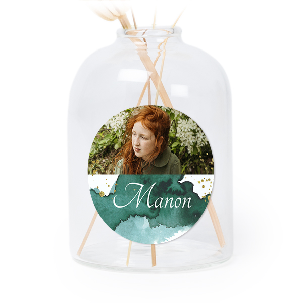 Personalised Clear Glass Vase with Round Stickers – Set of 6