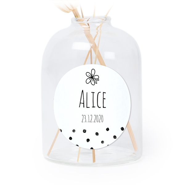 Petit vase verre transparent avec autocollant rond - Lot de 6 Petit vase verre transparent avec autocollant rond - Lot de 6