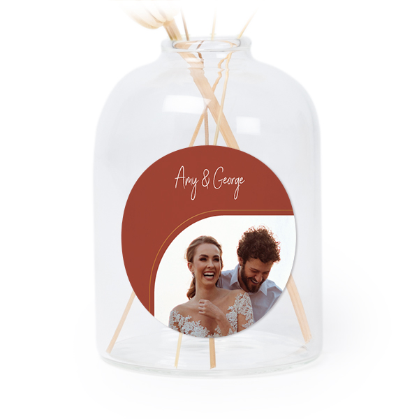Petit vase verre transparent avec autocollant rond - Lot de 6 Petit vase verre transparent avec autocollant rond - Lot de 6