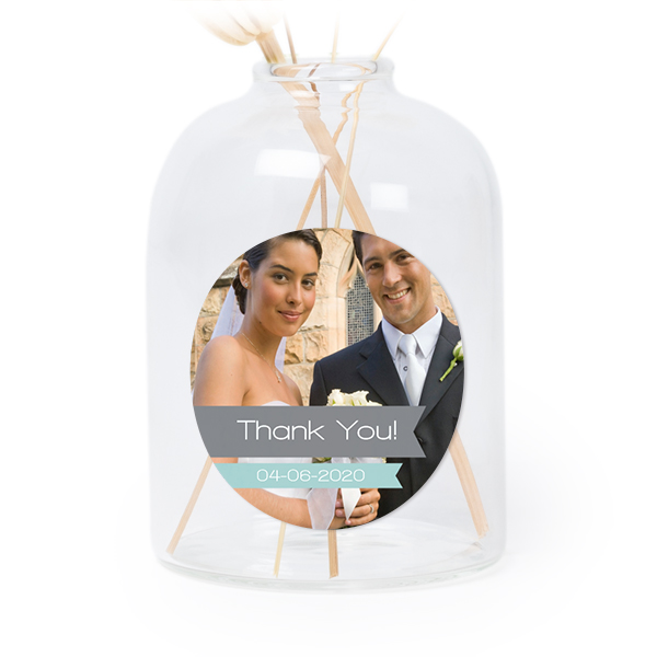 Personalised Clear Glass Vase with Round Stickers – Set of 6