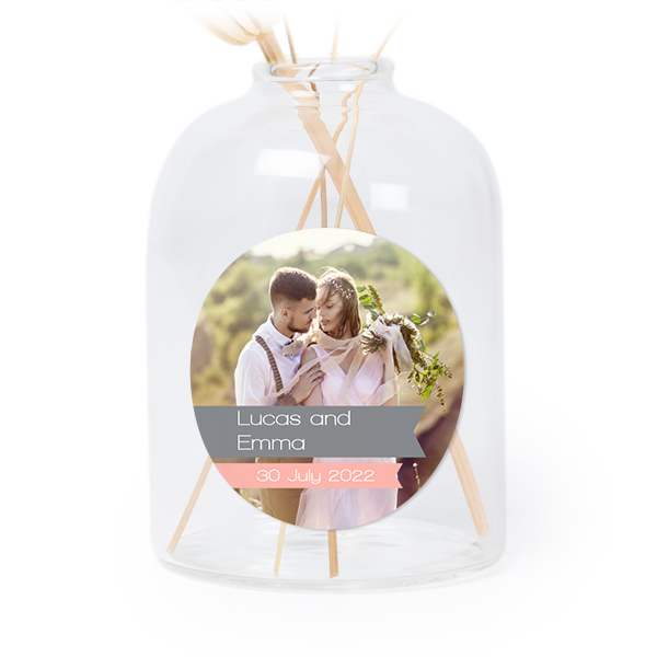 Glazen vaasjes doorzichtig met ronde sticker - set van 6 Glazen vaasjes doorzichtig met ronde sticker - set van 6