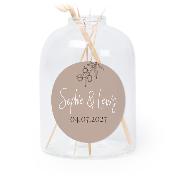 Petit vase verre transparent avec autocollant rond - Lot de 6 Petit vase verre transparent avec autocollant rond - Lot de 6