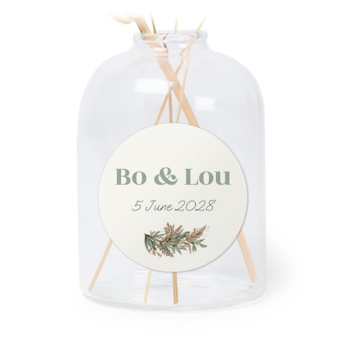 Petit vase verre transparent avec autocollant rond - Lot de 6 Petit vase verre transparent avec autocollant rond - Lot de 6