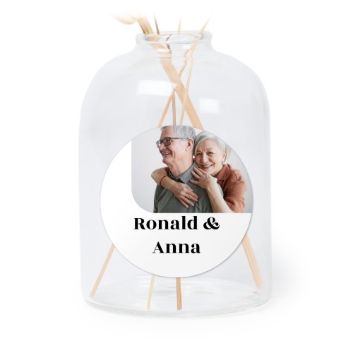 Glazen vaasjes doorzichtig met ronde sticker - set van 6