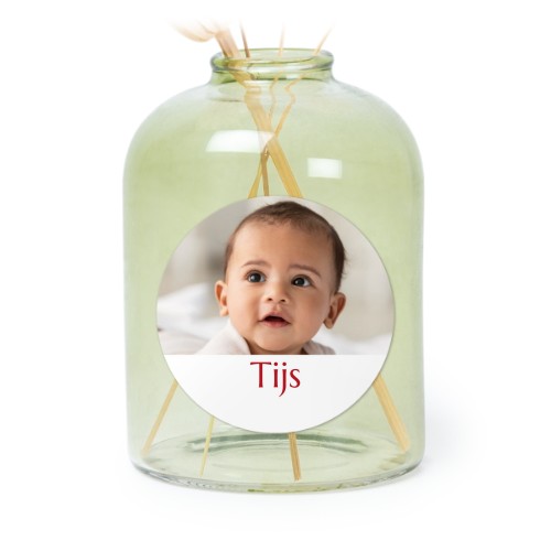 Glazen vaasjes groen met ronde sticker - set van 6