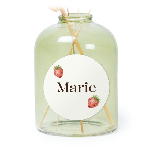 Glazen vaasjes groen met ronde sticker - set van 6