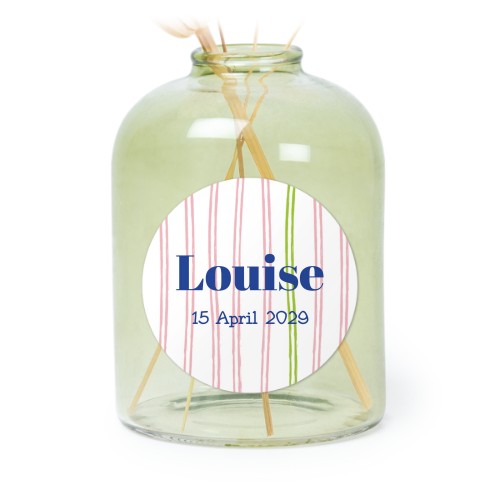 Glazen vaasjes groen met ronde sticker - set van 6