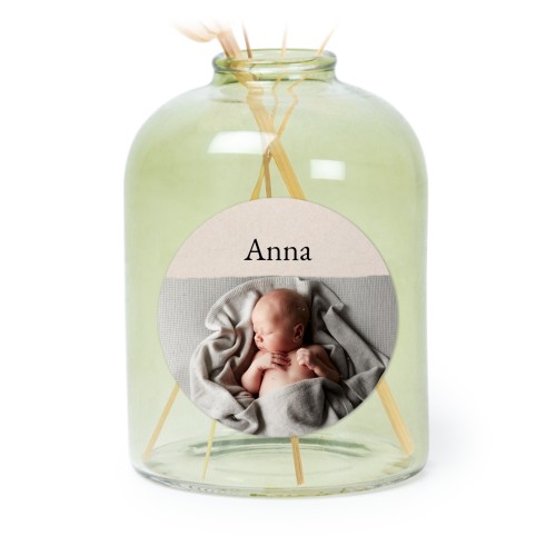 Mini-Glasvase grün mit Aufkleber Rund - 6 Stück