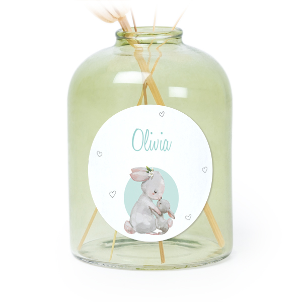 Små grønne vaser med runde klistermærker – 6 stk