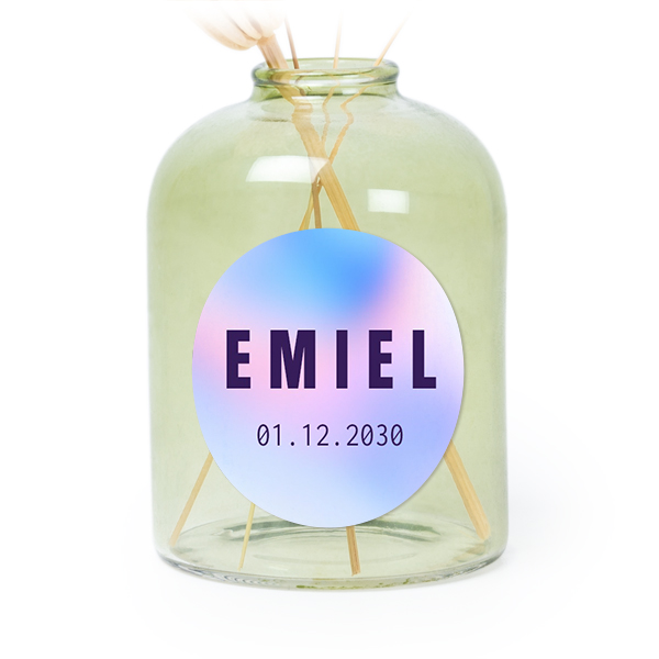 Petit vase verre vert avec autocollant rond - Lot de 6 Petit vase verre vert avec autocollant rond - Lot de 6