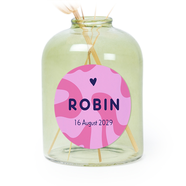 Personalised Green Glass Vase with Round Stickers – Set of 6