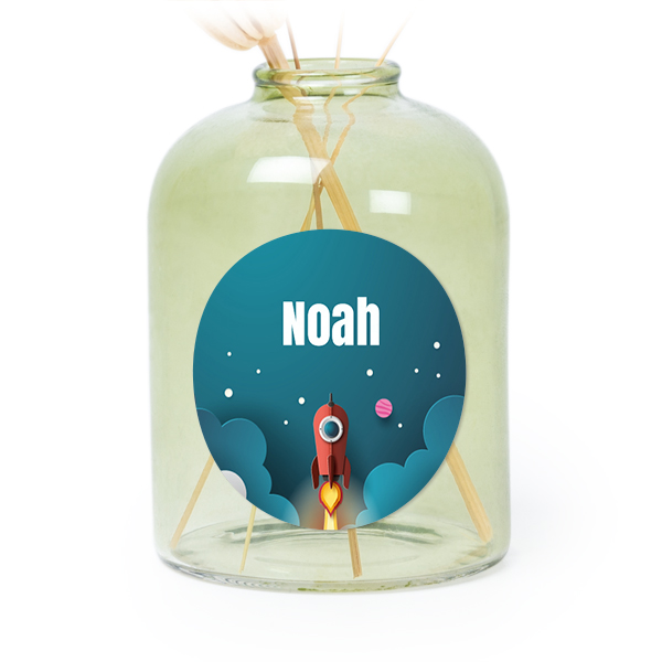 Personalised Green Glass Vase with Round Stickers – Set of 6