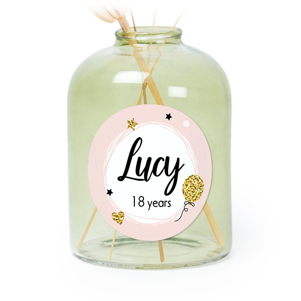Petit vase verre vert avec autocollant rond - Lot de 6 Petit vase verre vert avec autocollant rond - Lot de 6