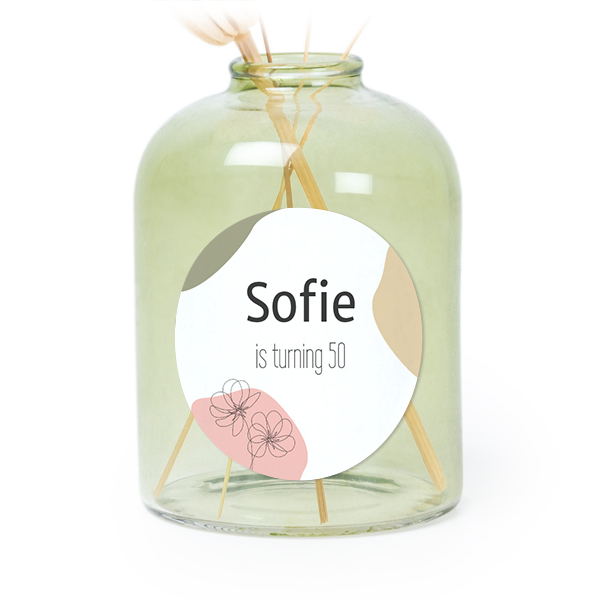 Petit vase verre vert avec autocollant rond - Lot de 6 Petit vase verre vert avec autocollant rond - Lot de 6