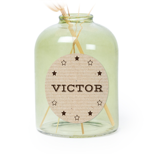 Petit vase verre vert avec autocollant rond - Lot de 6 Petit vase verre vert avec autocollant rond - Lot de 6