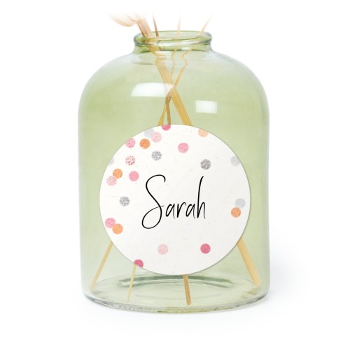 Personalised Green Glass Vase with Round Stickers – Set of 6