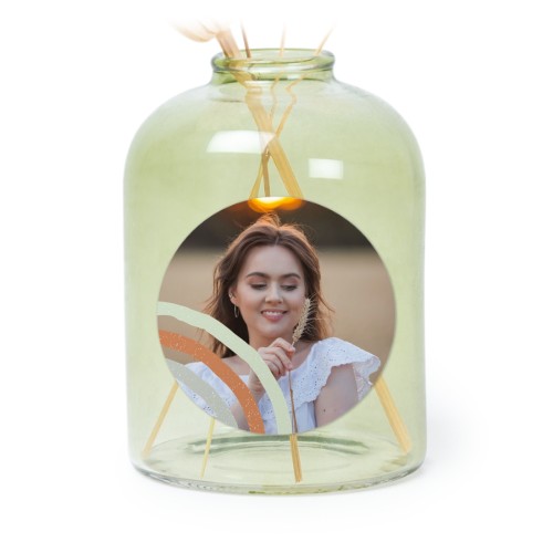 Glazen vaasjes groen met ronde sticker - set van 6